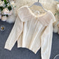 Cute lapel sweater long sleeve sweater  075