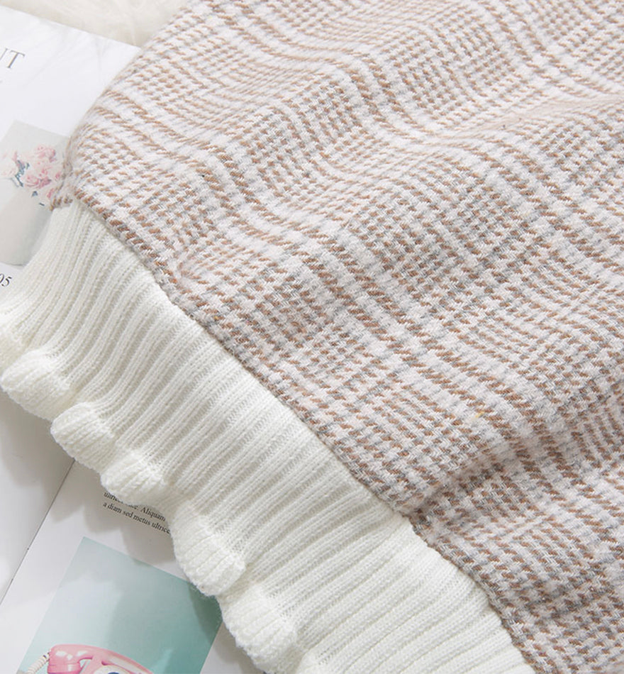 Cute plaid long sleeve top T-shirt  071