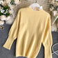Cute round neck lace long sleeve sweater  068