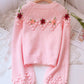 Sweet flowers long sleeve sweater  082