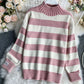 Langärmliger Pullover mit einfachen Streifen 060