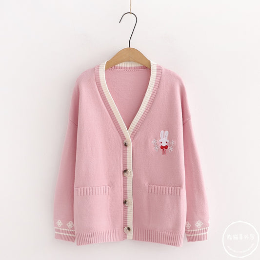 Süßer Cardigan mit V-Ausschnitt 039