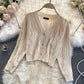 Fashionable knitted cardigan two-piece sweater 023