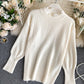 Cute round neck lace long sleeve sweater  068