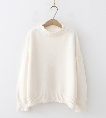 Einfacher Pullover mit Rundhalsausschnitt und langen Ärmeln 043