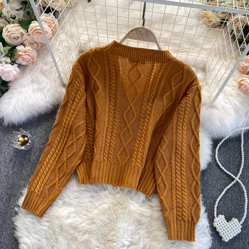 Fashionable knitted cardigan two-piece sweater 023