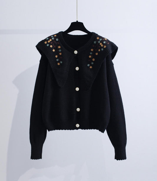 Süßer, bestickter Cardigan mit langen Ärmeln 028