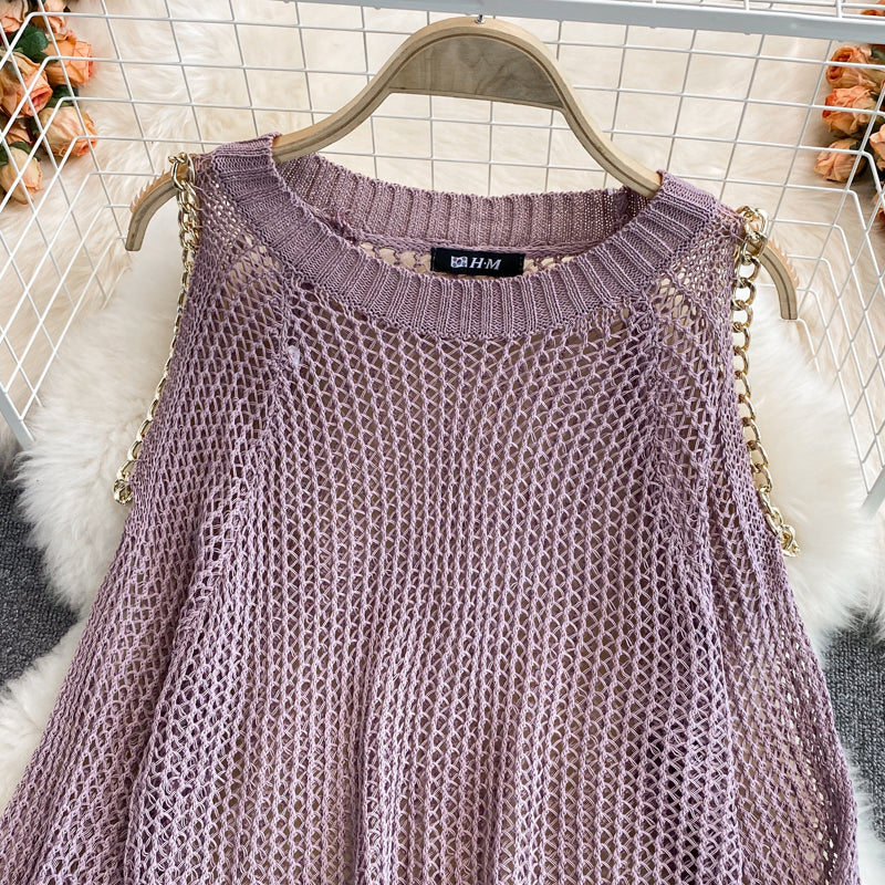 Cute cut-out long-sleeved sweater off shoulder sweater  038