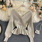 Stylish v neck long sleeve tops  045