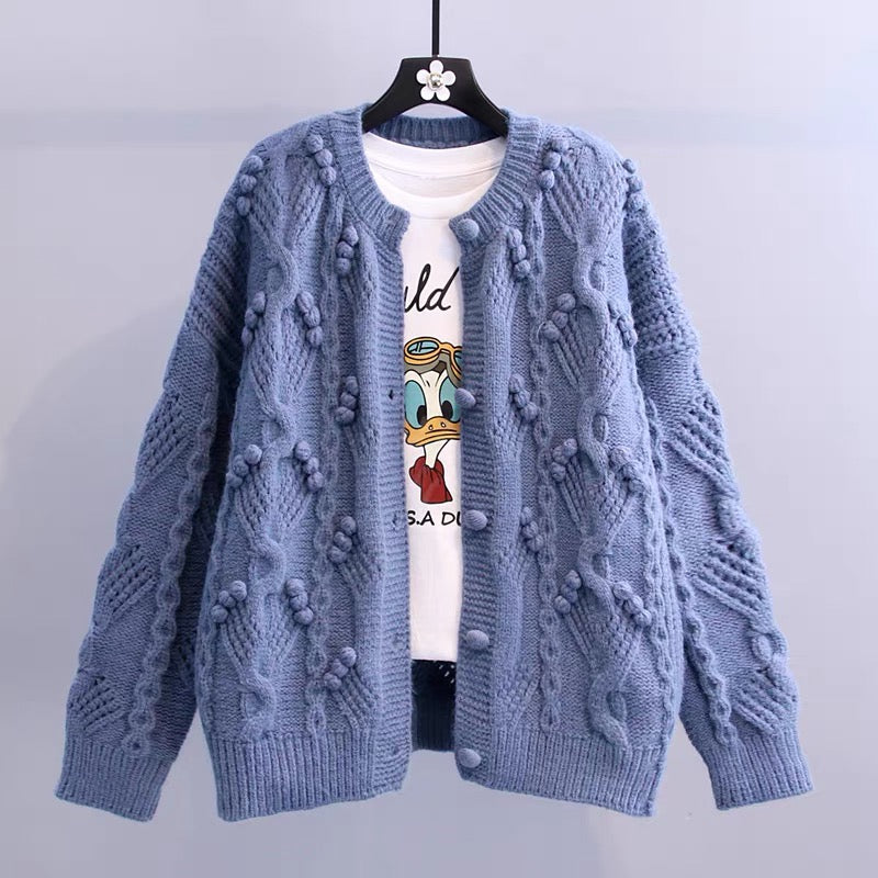 Retro knitted twist long sleeve sweater  014
