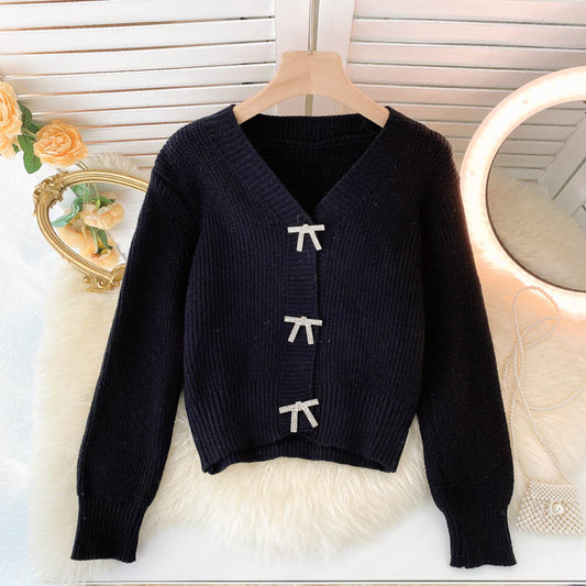 Wunderschöne Strickjacke mit Schleifenknoten und langen Ärmeln 009