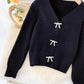 Lovely bow-knot long-sleeved cardigan sweater  009