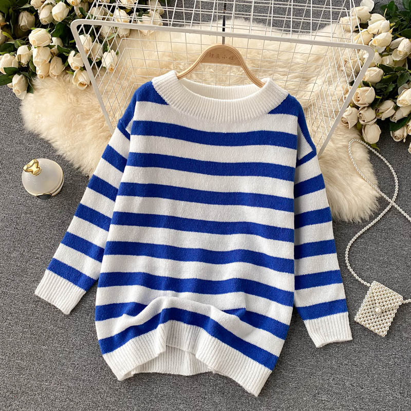 Cute striped long sleeve sweater 004
