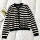 Gestreifter Cardigan mit Rundhalsausschnitt und langen Ärmeln Mode 6455