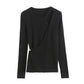 Chemise en tricot irrégulier pour femme, coupe slim, couleur pure, automne 7267