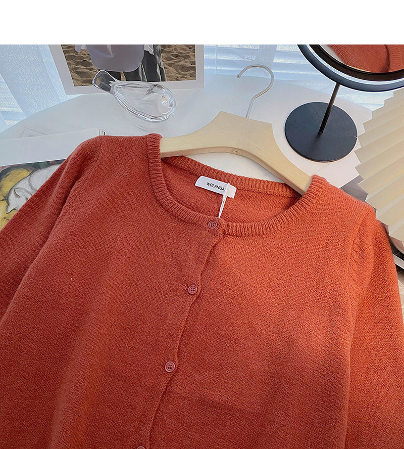 Cardigan Strickmantel einfarbig Langarm Einreiher Top 6661