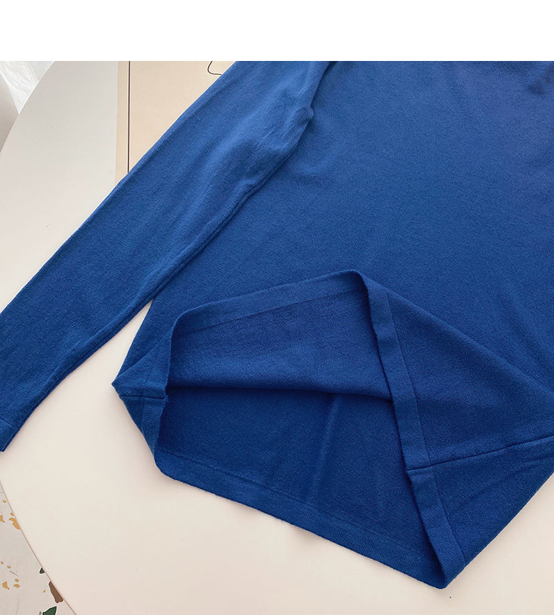 Einfacher, vielseitiger, einfarbiger Pullover mit langen Ärmeln und Boden 6519