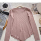 Design sense crew neck T-shirt solid color versatile long sleeve bottoming shirt  6693