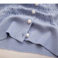 Twist-Strick-Shirt mit sanftem Bandage-Perlenschnallen-Langarm-Oberteil 6692