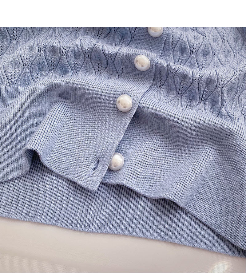 Twist-Strick-Shirt mit sanftem Bandage-Perlenschnallen-Langarm-Oberteil 6692