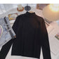Solid color simple and versatile stand collar Pullover long sleeve Knitted Top  6655