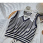 A trendy long sleeved shirt with small foreign style knitted stripe stitching  6331