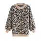 Pull ample à manches longues en jacquard léopard 7464