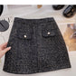 Korean retro small fragrance bright silk high waist A-shaped skirt  5393