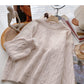 Sweet retro lace edge long sleeve Pullover thin loose top  6020