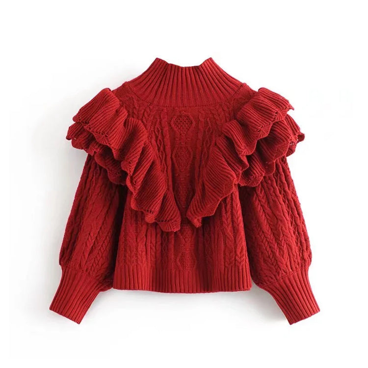 Pull en maille octogonale à superpositions de dentelle polyvalente 7455
