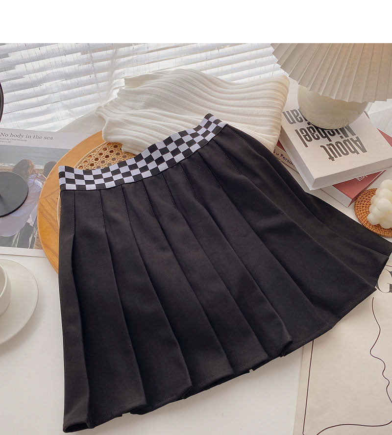 Korean Vintage Plaid High Waist dünner Rock in A-Linie 5450