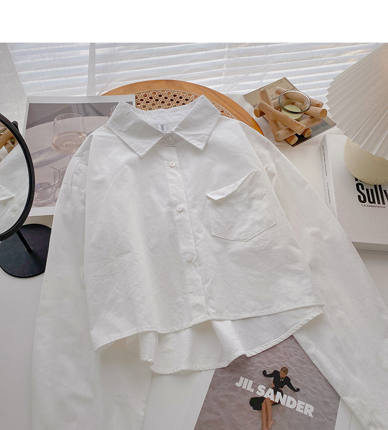 The new Korean style slim temperament loose literary top  6404