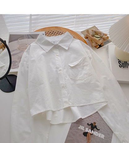 The new Korean style slim temperament loose literary top  6404