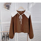 Niche design doll collar detachable long sleeve top  6354