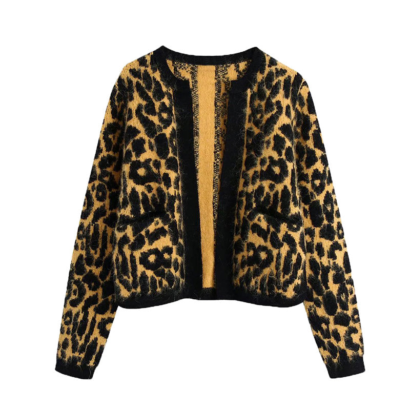 Vintage Animal Jacquard Pullover Strickmantel 7350