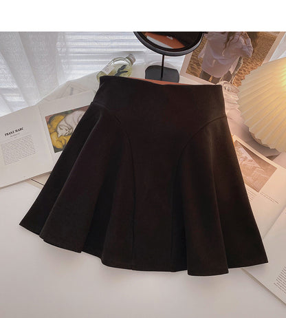 Koreanische Mode im Hongkong-Stil Freizeit einfarbiger Anti-Licht-Rock mit hoher Taille 5497