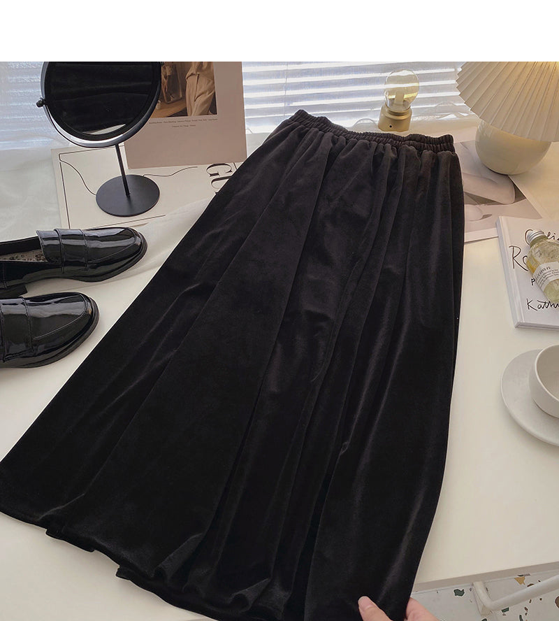 Korean slim and versatile comfortable high waist A-line skirt  5743