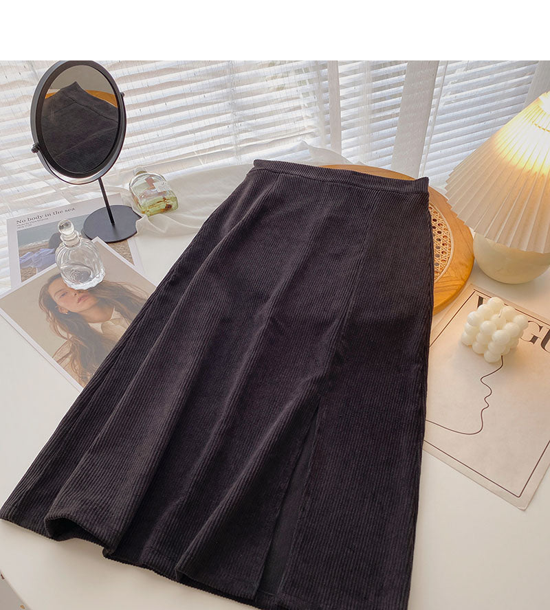 Rock in A-Linie mit hoher Taille, vertikales und geteiltes Design 5734