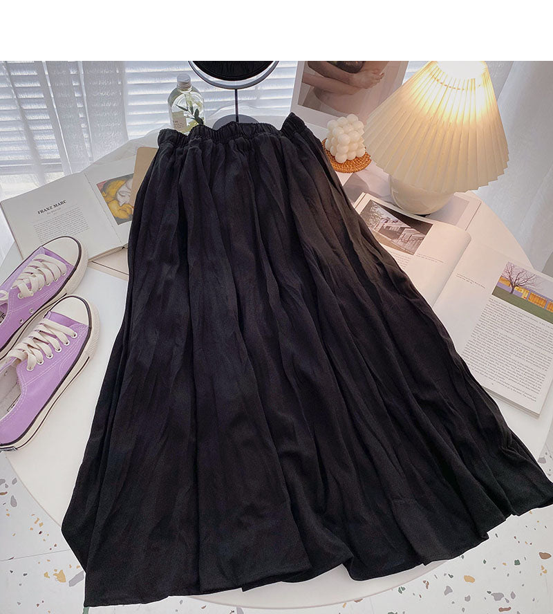 Hong Kong style solid color pleated skirt  5778