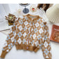 Korean version of foreign style sweet aging small Ling lattice long sleeve top  6009