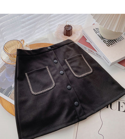 Korean retro personality small pocket skirt trend  5500