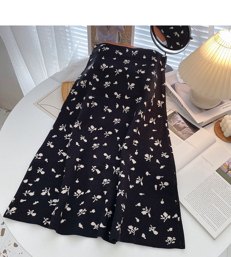 Design im koreanischen Stil, schlankes Temperament, Rock in A-Linie, hohe Taille, elastisch 5768
