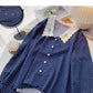 Chemise à petits pois français Chemise brodée à revers 6266