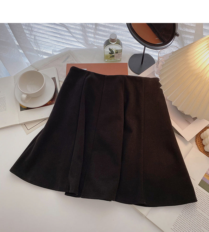Neuer koreanischer Mode-Temperament fauler Freizeit-A-Wort-Rock mit hoher Taille 5432