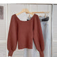 Vintage Lantern Sleeve square neck sweater looks thin and fashionable  6162