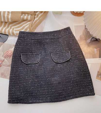 Französischer Retro-Paillettenrock mit schmaler Hüfte und hoher Taille 5551