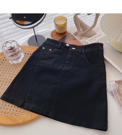 Minority design split A-line solid color high waist thin short skirt fashion  5606