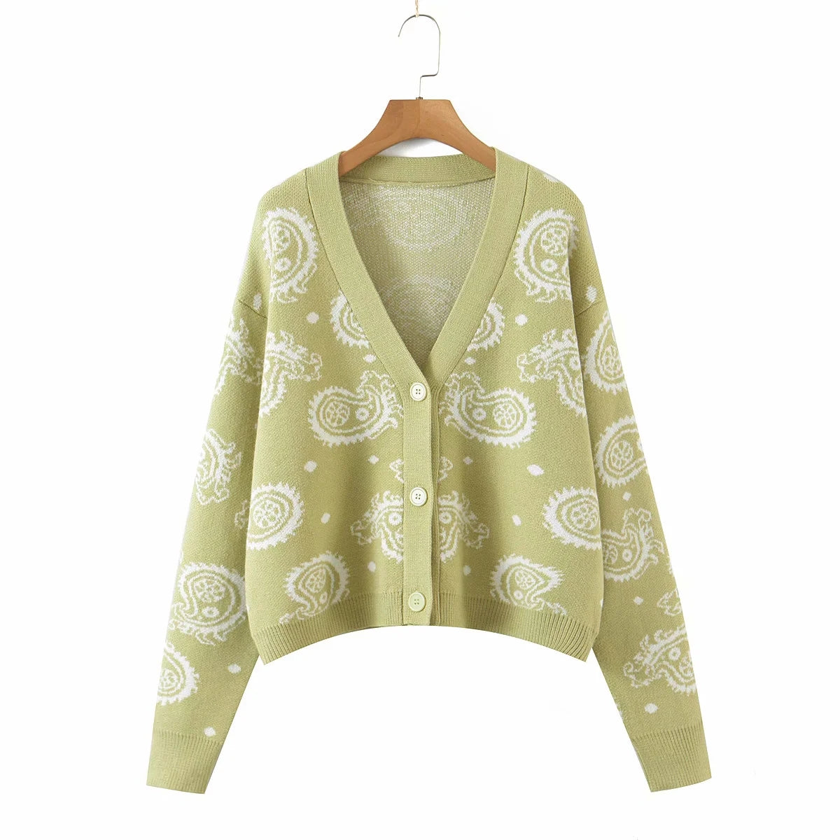 Pullover mit V-Ausschnitt, Lazy-Style, lockere, langärmlige Strickjacke 7264