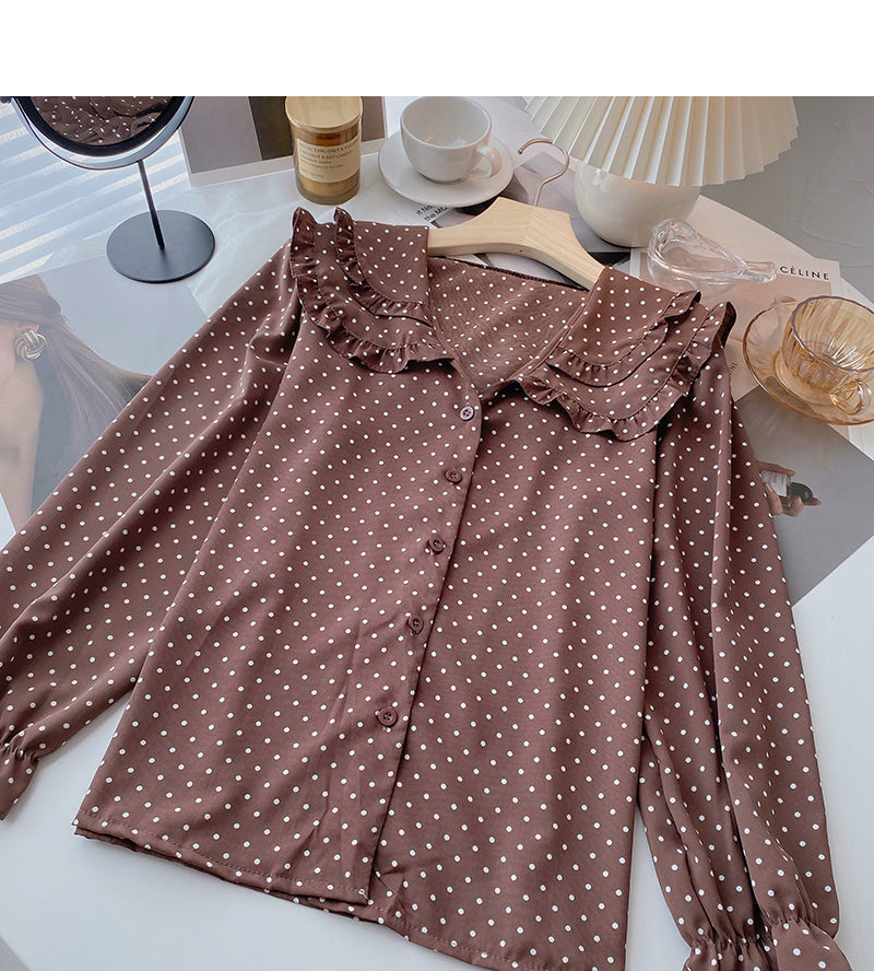 Baby collar lace design aging shirt  6407