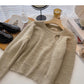 Fashionable retro Sequin cut-out crew neck pullover with niche design  6014